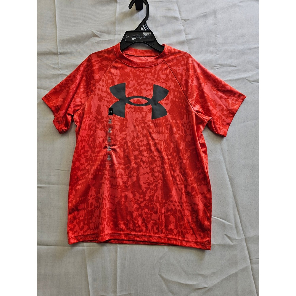 Under Armour Boys Red Digital Camo Short Sleeve Tech Tee Shirt YS 1363278 NEW